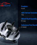 Front Wheel Hub Assembly Direct Fit Upgrade for 2003-2006 Ford Expedition and 2003-2006 Lincoln Navigator 2WD showing 6-lug design.