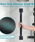Solid As A Rock Premium Stainless Steel Shower Grab Bars For Seniors Slick Knurled Handle showing textured grip for secure hold.