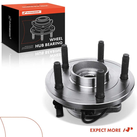 Heavy Duty Front Wheel Bearing And Hub Assembly With 5 Lug Setup And Built In ABS Sensor Fit For Dodge Dakota 2005 To 2010 And Ram Or Mitsubishi Raider Rigs Ready For Daily Grind And Smooth Cruising, showing detailed view with steel construction.
