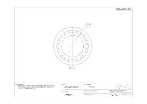 Rock Solid Heavy Duty Workhorse Tapered Roller Bearing Single Cone Straight Bore Steel Design Handles Radial And Axial Loads Built For Rough Job Sites And Shop Floors 2.4375 Inch Inner Diameter By 0.8660 Width, technical drawing view.