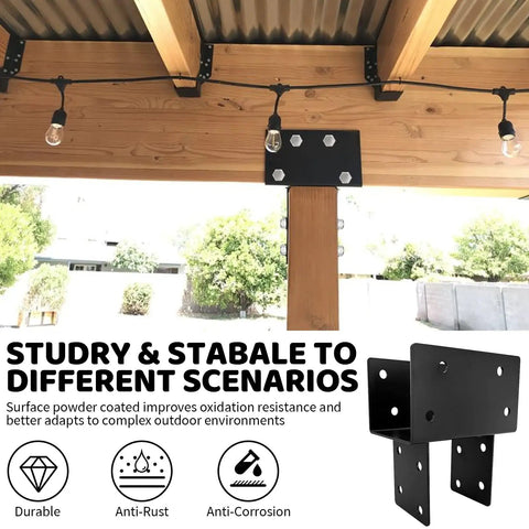 Two Pack T Shaped Cap Tie Post Brackets With Screws For Post To Beam 4 By 4 And 4 By 6 Heavy Duty Deck Brackets For Garden Gazebos Porches Decks And Cabins