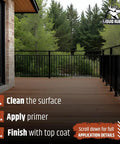 Deck preparation steps for Multipurpose Primer For Concrete And Wood Water Based Non Toxic Fast Drying Easy To Apply Gives That Grip.