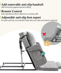 Espidoo Electric Adjustable Bed Backrest With Safety Rails, 300 Lb Capacity And 4-68 Degree Lift Range, showing features and remote control.