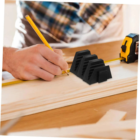 Person measuring wood with a 12 Piece Wrench Storage Rack Set Modular Organizer For Wrenches And Tools Tool Box Holder nearby.