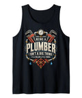 Roughneck Plumber Sleeveless Tank Top For Grease Monkey Pipefitters And Handyman Dads Featuring Bold Wrench Graphic Perfect For Shift Work Crew Shirts And Contractor Gift Drops in black with plumbing graphic.