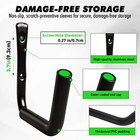 Tough As Nails Heavy Duty Kayak Storage Rack Double Pack Wall Mount Garage Hooks With Top Shelf Foam Wrapping Rock Solid Grip For Paddleboards Bikes Ladders All Weekend Gear with thickened PVC padding.