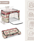 No Sweat Heavy Duty Foldable Storage Bin With Clear Front Window And Dual Zipper Openings For Effortless Seasonal Item Organization Featuring Cheerful Holiday Stripes, 16.9 x 11.4 x 10 inch size.