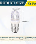 Straight Up Solid E10 Screw Base LED Bulbs, Mini White Glow For Experimental Circuits And Quick Electronic Builds, DC 4.5 To 5 Volts Zero Hassle Setup Top Notch Project Indicator Light, size dimensions displayed.