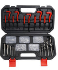 Professional Thread Repair Kit With Precision M5 To M12 Inserts in black case showing organized tools and inserts for engine repairs.