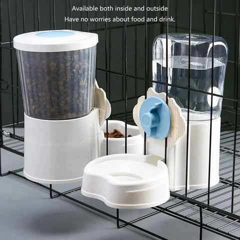 Automatic Pet Water Dispenser With Leakproof Cage Mount Keeps Your Pups Hydrated Straight Up No Mess Easy Hang Bowl For Cats And Dogs mounted on a wire cage.