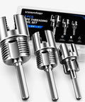 Three Piece PVC Pipe Threader Kit With Dual Internal And External Threading For Half Inch, Three Quarter Inch, And One Inch Pipes, Built Tough Carbon Steel, Drill Compatible, DIY Plumbing And Water Pipe Repairs, 3-piece set in case