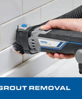Cordless 20V Max Lithium Ion Oscillating Multi Tool Kit With Two Batteries used for grout removal on tiled wall
