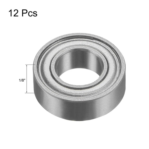 Pro Level Top Mounted Bearing Kit 12 Pack 3/16 Inch Inner Diameter 3/8 Inch Outer Diameter 1/8 Inch Thick Chrome Steel Router Bit.