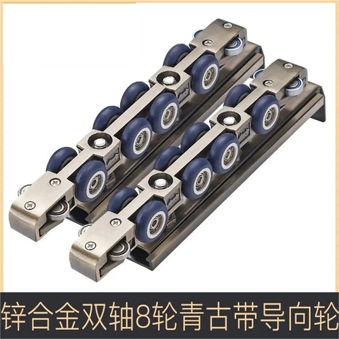 Upgraded Heavy Duty Stainless Steel Door Rollers For Sliding Furniture Doors And Closets Ultra Silent Smooth Operator Hanging Track Pulley System With 117Kg Load Capacity, 21mm blue wheels, dual roller pair.
