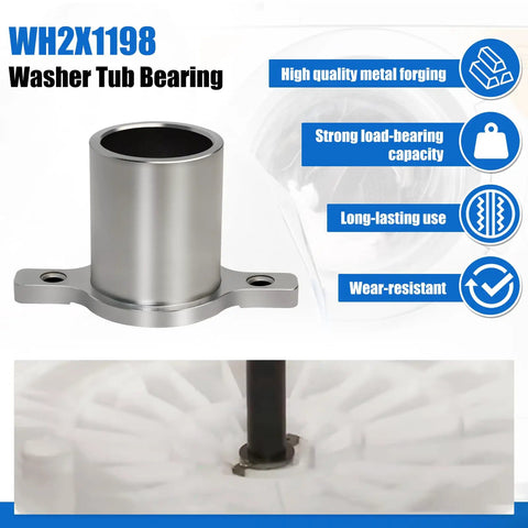 Top Shelf Replacement Washer Tub Bearing For Front And Top Loader Washing Machines Heavy Duty Metal Drum Support Bearing Quick Snap Install Smooth Spin Operation Genuine Grade, close-up view of metal bearing.
