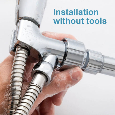 Installation of Adjustable Shower Arm Mount for Handheld Shower Head With Brass Ball Joint and 360 Degree Rotation.