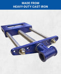 9 Inch Front Woodworking Vise With Guide Bars, Heavy Duty Cast Iron Body And Steel Main Screw, Blue Finish, front view angle