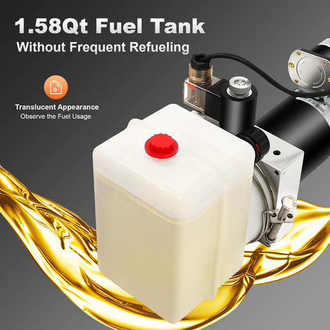 Beefy Heavy Duty Electric Hydraulic Pump For Dump Trailers 12 Volt DC Double Acting 1.58 Qt Hydraulic Pump With Remote Control