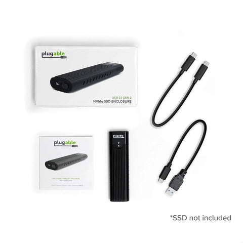 M.2 NVMe SSD Enclosure USB-C 10Gbps Rocket Fast Tool Free Driverless With Thunderbolt 3/4 And USB4 Support package contents