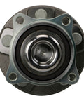 Close-up view of a Pair Front Wheel Bearing And Hub Assembly Kit For Ram 1500 2500 3500 With Abs Sensors, showcasing metal and rubber components.