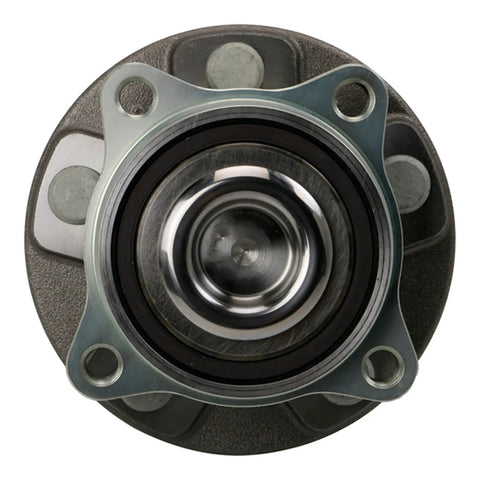 Close-up view of a Pair Front Wheel Bearing And Hub Assembly Kit For Ram 1500 2500 3500 With Abs Sensors, showcasing metal and rubber components.