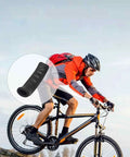 Cyclist on mountain bike with Three Pairs Black Bicycle Brake Lever Grips With Anti Slip Silicone Texture for diverse conditions.