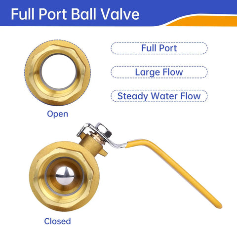 Six Pack Half Inch Brass Ball Valve NPT Threaded Full Port Water Shut Off Valve Heavy Duty With Female Thread Connector High Pressure