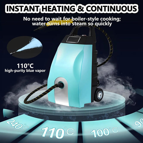 EpyGnom 3000W Handheld Steam Cleaner W Ozone Feature with 110C output and steam hose for deep cleaning.