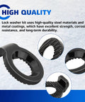 Close-up of M6 Wedge Lock Washers Stainless Steel showing textured grip for snowboard binding hardware use.