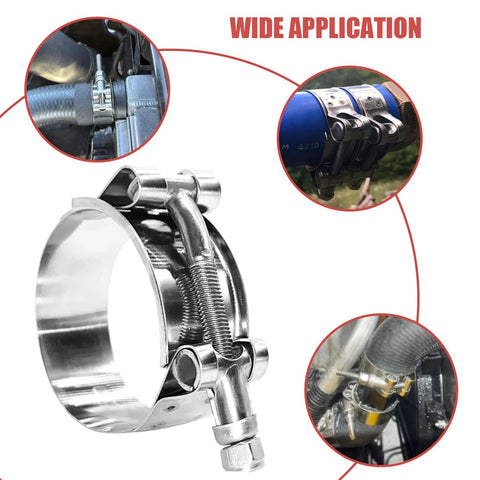 Four Pack Two Inch T Bolt Hose Clamps Stainless Steel Heavy Duty Clamp Range 56 to 64mm for Two Inch Hose ID Radiator Hoses