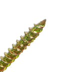 Close-up of sharp point and threads of Interior Construction Screws Size 6 By Three Quarters Inch 100 Count Fast Install No Pre Drill