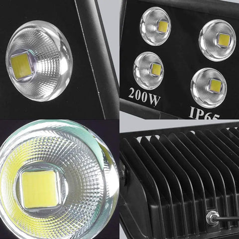 Heavy Duty Rechargeable Led Floodlight Waterproof Ip66 Outdoor Projection Lamp Super Bright 300 Watt, 200W model showing lens and housing details.