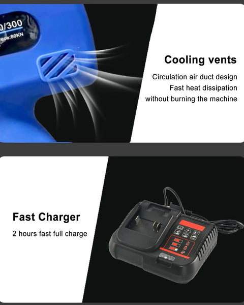 Portable Electric Ratchet Cable Cutter For Copper And Aluminum Cables cooling vents and 18V cordless fast charger