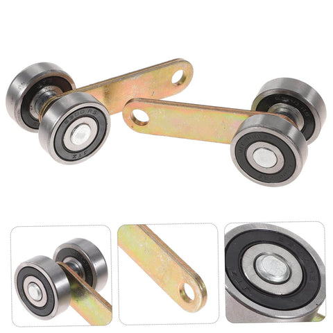 4 Pack Wheel Trolley Assembly Sliding Door Roller With Double Bearings For Garage Low Noise Heavy Duty Galvanized Iron Trolley Providing Smooth Opening And Closing And Built To Last, close-up on double bearings.