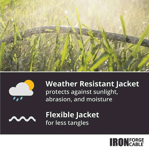 Image showing a 100 Ft Heavy Duty Extension Cord Black 14 Gauge SJTW Outdoor Power Cable with weather resistant jacket.