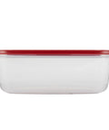 Heavy-Duty No-Brainer Stackable Food Storage Container 2.5 Gallon With Easy Find Lids, clear base, racer red lid, side view