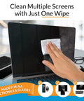 Screen Cleaning Wipes Travel Pack Individually Wrapped For Laptops Monitors And TVs Streak Free 24 Large Wipes On The Go Convenience For Home Or Travel Use With Quick Dry Formula No Residue being used on laptop screen