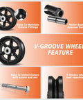 Six By Two Inch Cast Iron V Groove Wheel With Precision Roller Bearing For Heavy Duty Sliding Gate And Track Jobs built tough close-up showing grease fitting and features.