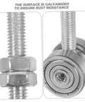 Close-up of galvanized steel bolts and bearings from 4Pcs Heavy Duty Sliding Door Rollers With Double Wheel Pulley Bearings.