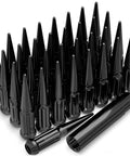 Solid Piece Spline Spike Lug Nut Set 14x1.50 Thread Pitch 33 Pack With Extra Spike 60 Degree Bulge Acorn Anti Theft 7 Spline