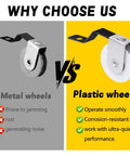 Comparison of metal and plastic wheels for Four Piece Spring Tension Screen Door Rollers Replacement Sliding Patio Door Wheels.