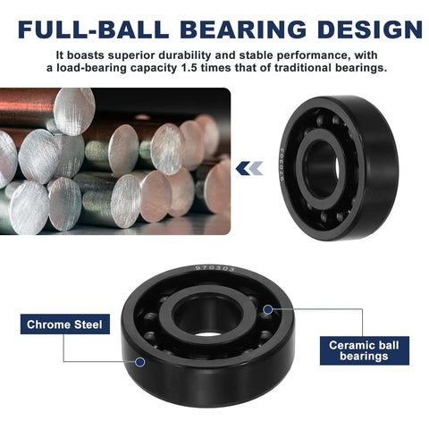 2 Pcs 6303 Deep Groove Ball Bearings Chrome Steel 16.8 By 47 By 14 mm showing chrome steel and ceramic design for heavy-duty use.