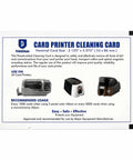 Universal Card Printer Cleaning Kit With Fifty Cr80 Maintenance Cards To Wash Dust Off Transport Rollers And Printheads Keeping Your Thermal Id Imager Running Slick With Zero Sweat And Straight Up Reliable Results Daily, showing a presaturated cleaning card.