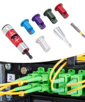 Heavy Hitter Electric Drill Wire Stripper Attachment with various sizes for stripping insulation on 6 8 10 12 14 AWG solid cords.