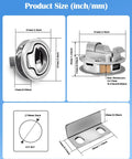 Diagram showing dimensions of Two Pack Two Inch Boat Slam Latch Lift Handle Lock Beefy Build Built Tough With Full Stainless Steel Door
