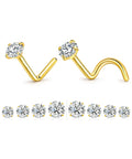 Fire Upgraded 18G Titanium Gold Nose Studs And Corkscrew Piercing Rings Lightweight Nickel Free Body Jewelry For Sensitive Skin clean everyday drip for women and men featuring crystal designs.