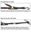 Cam Buckle Tie Down Straps 6 Ft Set Of 4 Heavy Duty 2200 Lb Break Strength With S Hooks installation instructions