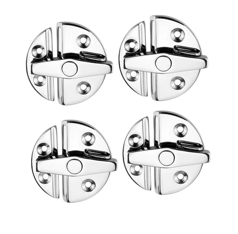 Stainless Steel 316 Marine Grade Twist Lock Round Door Catch Heavy Duty Locker Hatch Fastener Rust Resistant Mirror Shine for Yacht, pack of four.