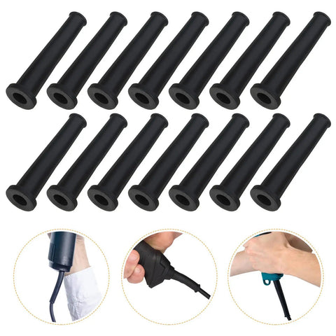 Heavy Duty Rubber Cord Boots And Cable Management Sleeves 20 Pack Universal Wire Organizers showing 15 black rubber cable boots.