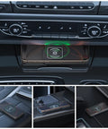Premium Flat Wireless Charging Pad For Chevrolet Bolt Euv Bolt Ev Camaro installed on dashboard with phone for fast charging.